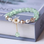 Green Crystal Flower Curb Bracelet