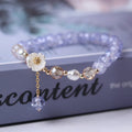 Blue Crystal Flower Curb Bracelet