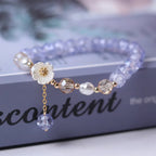 Blue Crystal Flower Curb Bracelet
