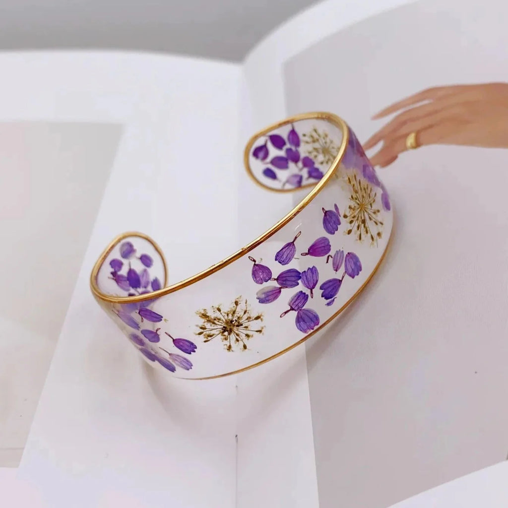 Translucent Resin Flower Chain Bracelet purple a
