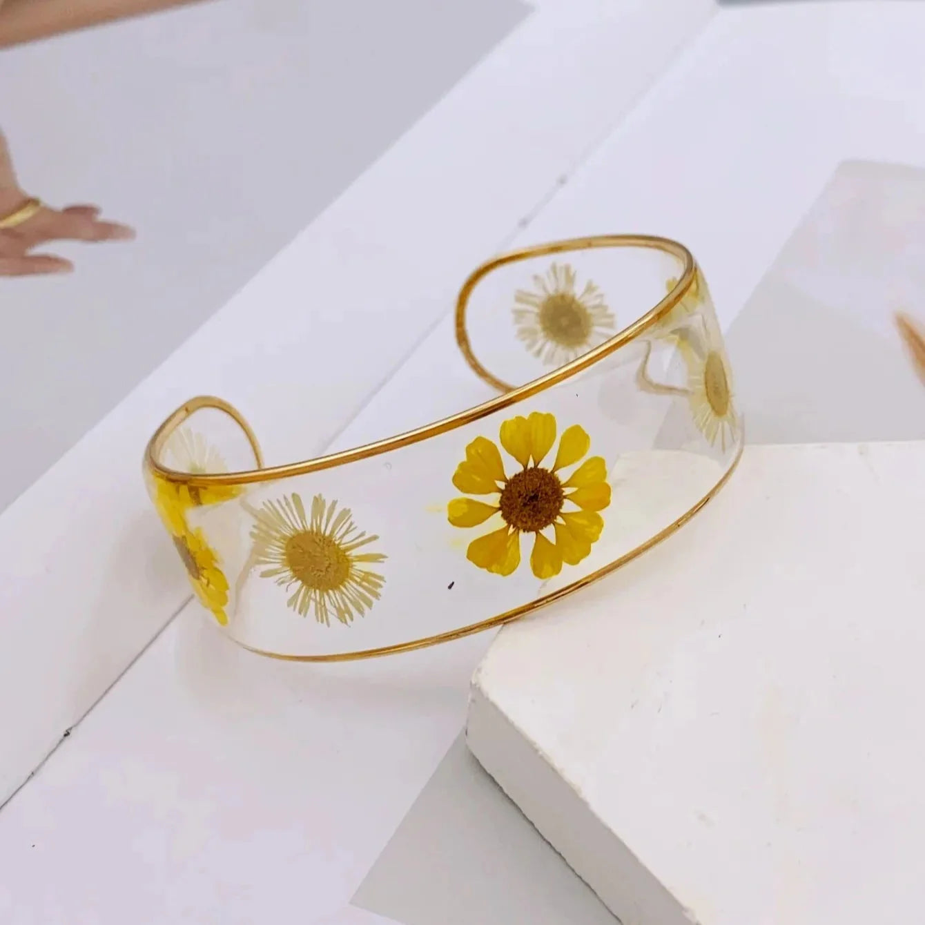 Translucent Resin Flower Chain Bracelet yellow b