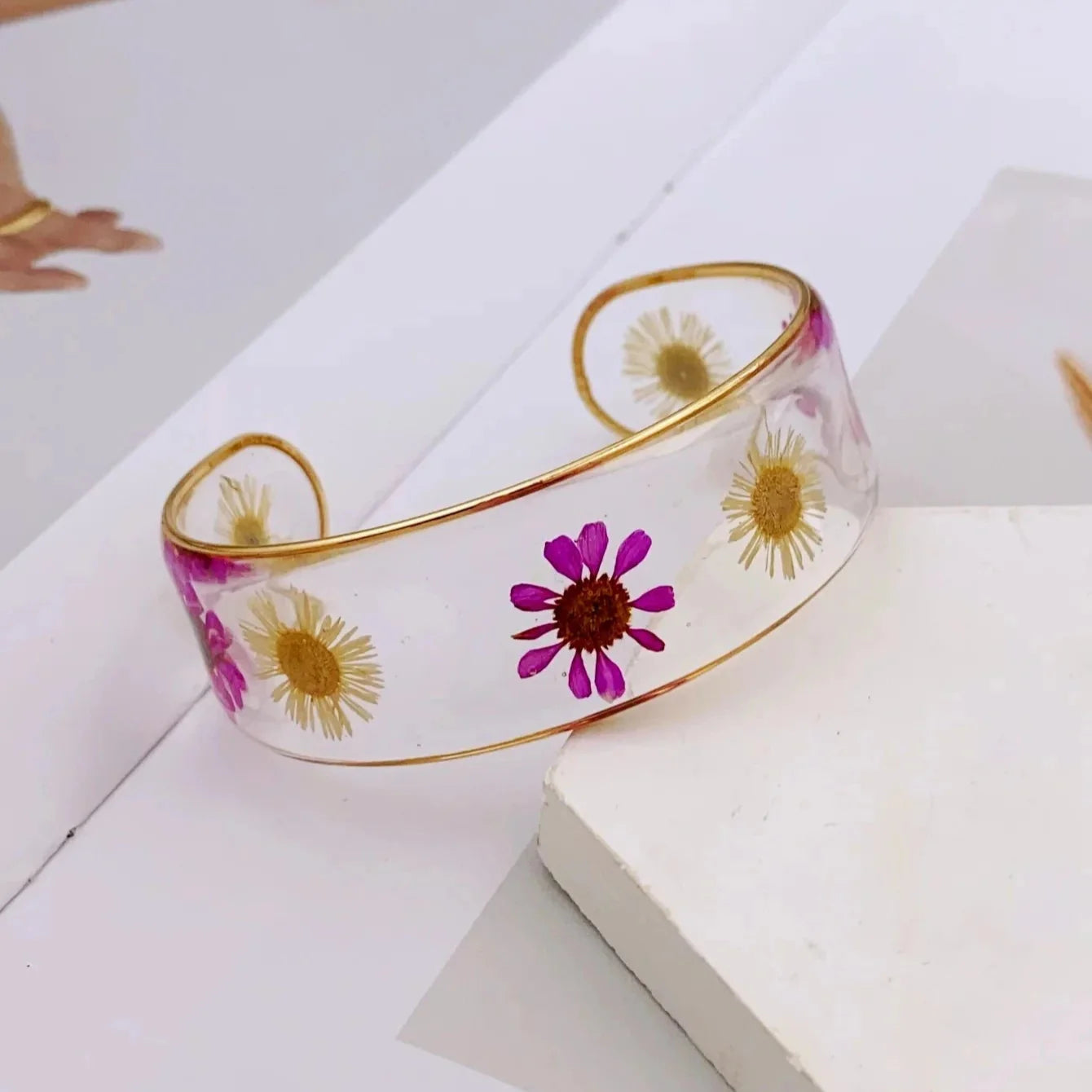 Translucent Resin Flower Chain Bracelet pink b