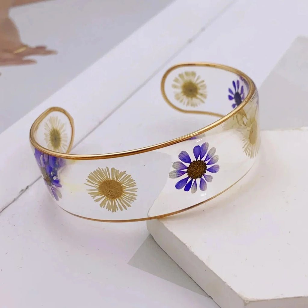 Translucent Resin Flower Chain Bracelet purple b
