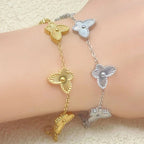 4-Petal Flower Cuban Link Bracelet