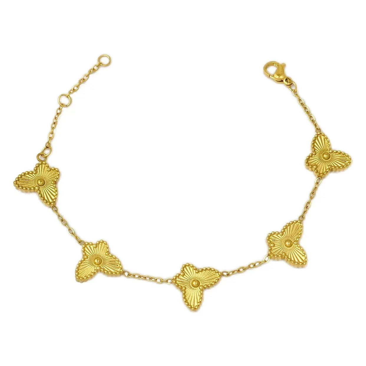 4-Petal Flower Cuban Link Bracelet