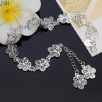 Gourmette Bracelet with 5 Silver Petal Flowers