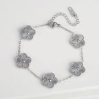 5-Petal Flower Curb Bracelet silver