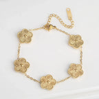 5-Petal Flower Curb Bracelet gold