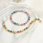 Colored Daisy Flower Curb Bracelet Silver