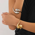 Large Asymmetrical Water Drop Curb Bracelet silver