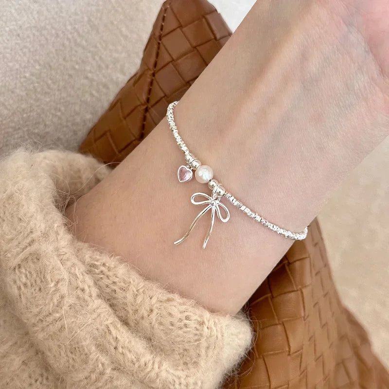 Bow Tie and Pearl ID Bracelet