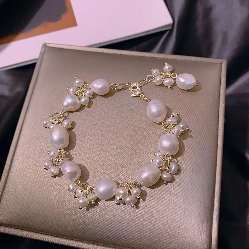 Baroque-Style Curb Bracelet with Pearls