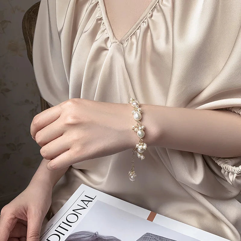 Baroque-Style Curb Bracelet with Pearls