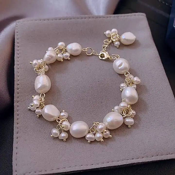 Baroque-Style Curb Bracelet with Pearls