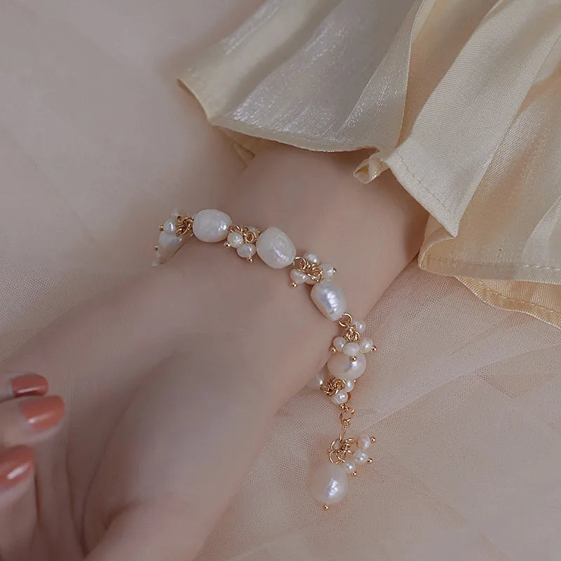 Baroque-Style Curb Bracelet with Pearls