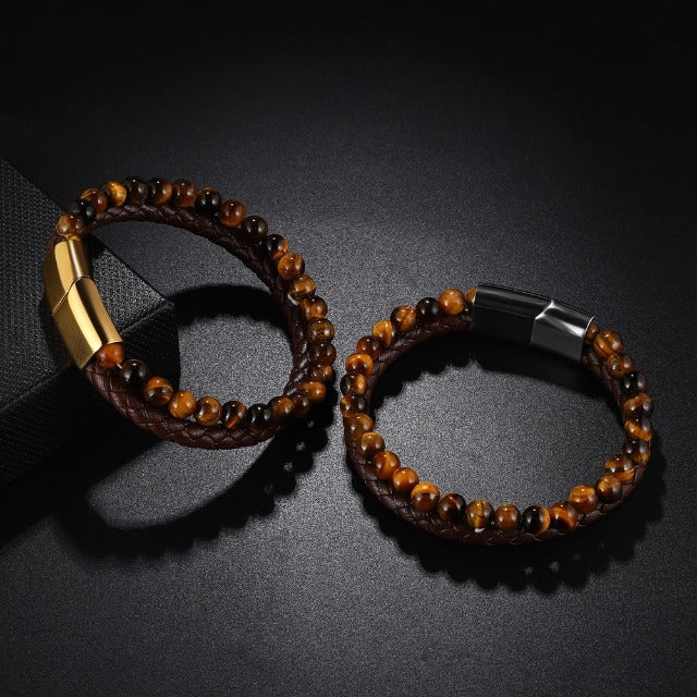 Tiger Eye Stone Cuban Link Bracelet