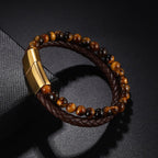 Gold Tiger Eye Stone Cuban Link Bracelet