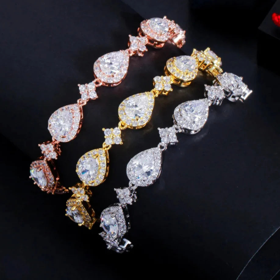 Water Drop Bracelet in Rose Gold Zircon