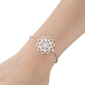 Mandala Flower of Life Dawapara Women's Silver Bangle Bracelet