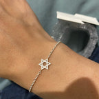 Hexagram Star of David Judaism Bracelet Silver ID bracelet