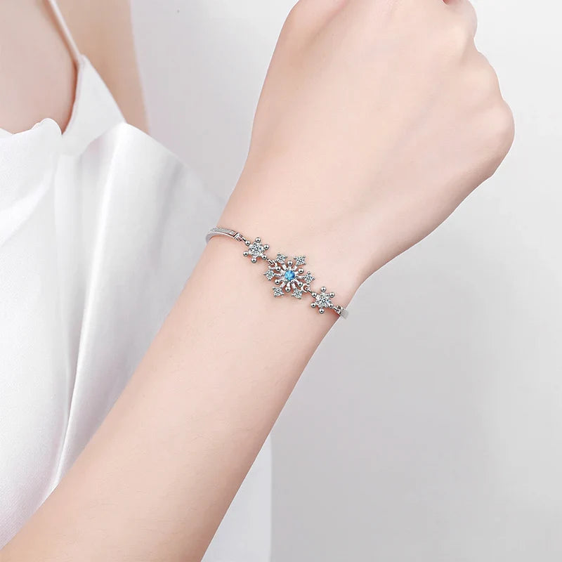 Winter Snowflake Bracelet Women's Silver Chain