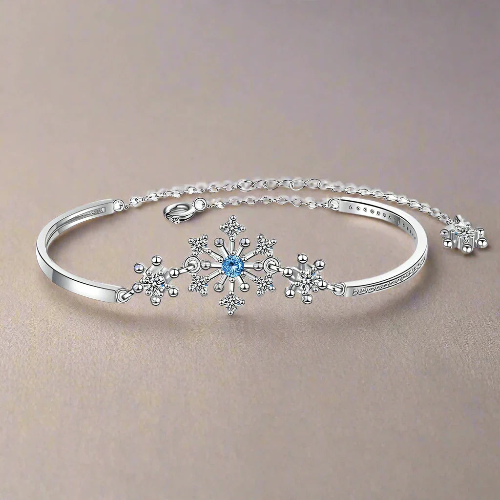 Winter Snowflake Bracelet Women's Silver Chain