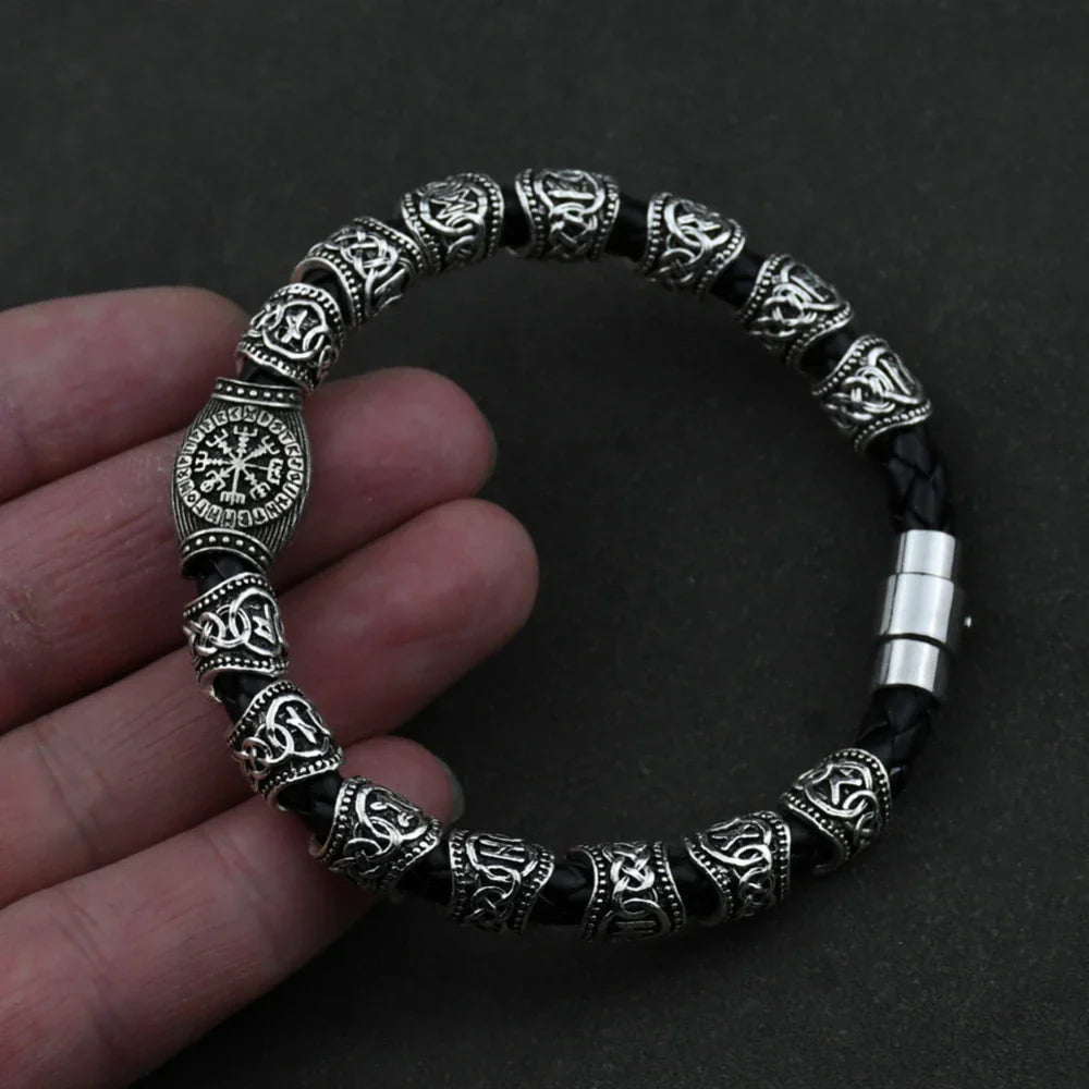 Men's Viking Bracelet Nordic Runes silver