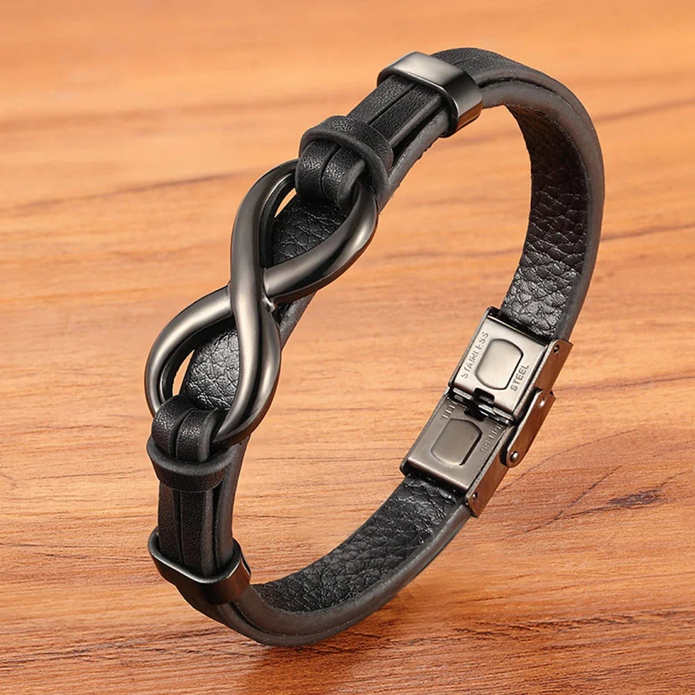 Infinity Bracelet Black Leather