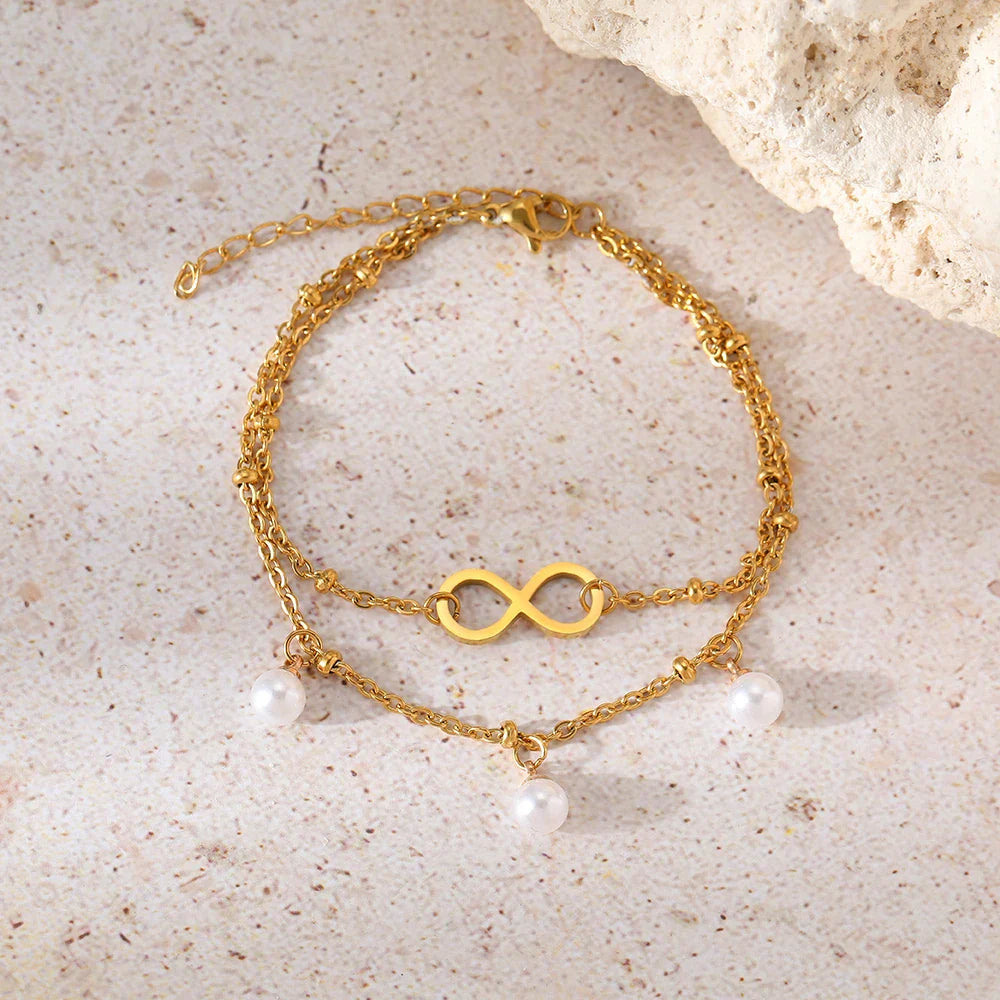 Infinity Bracelet Gold Beads