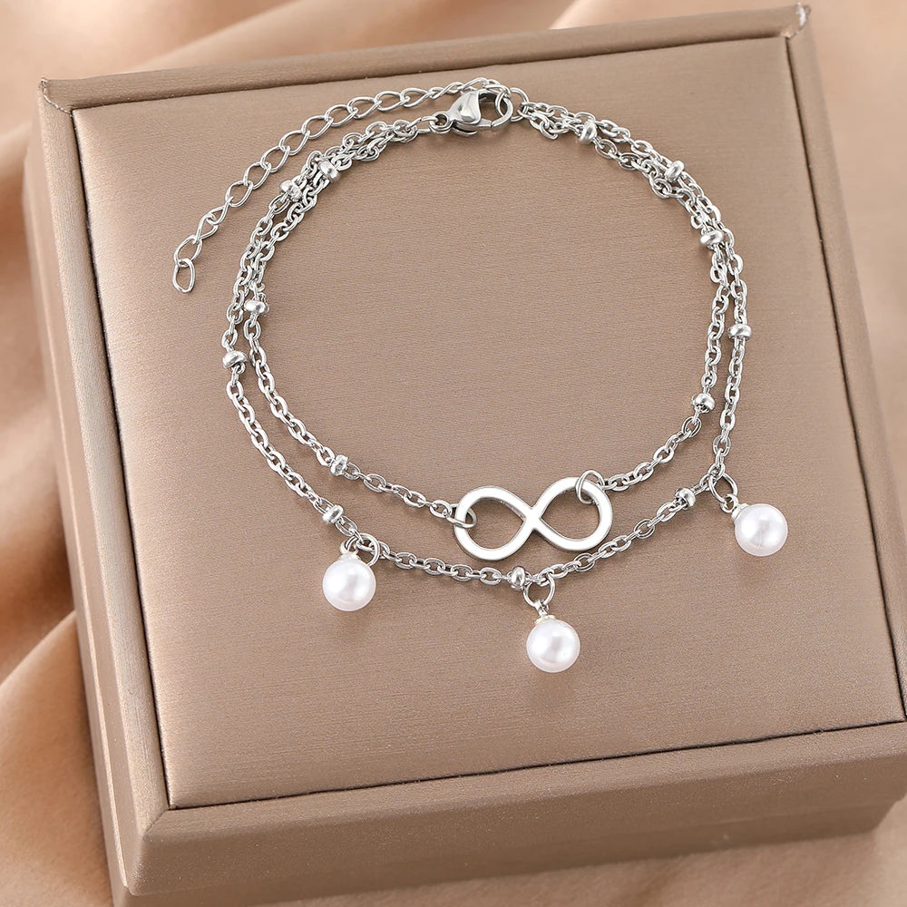 Infinity Bracelet Silver Beads