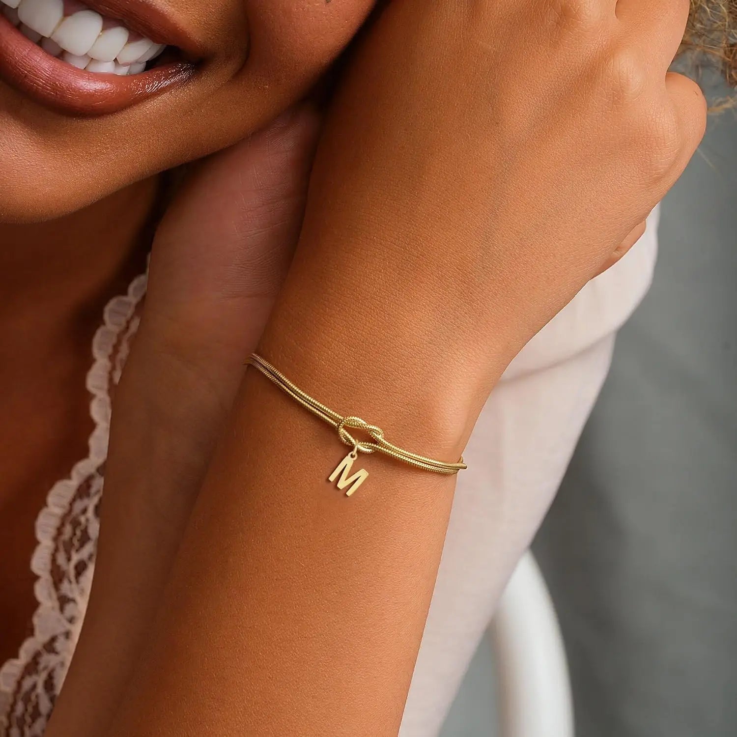 Initial and Knot Bracelet - Letter