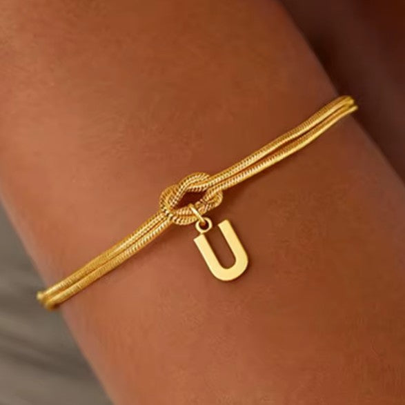 Initial and Knot Bracelet - Letter