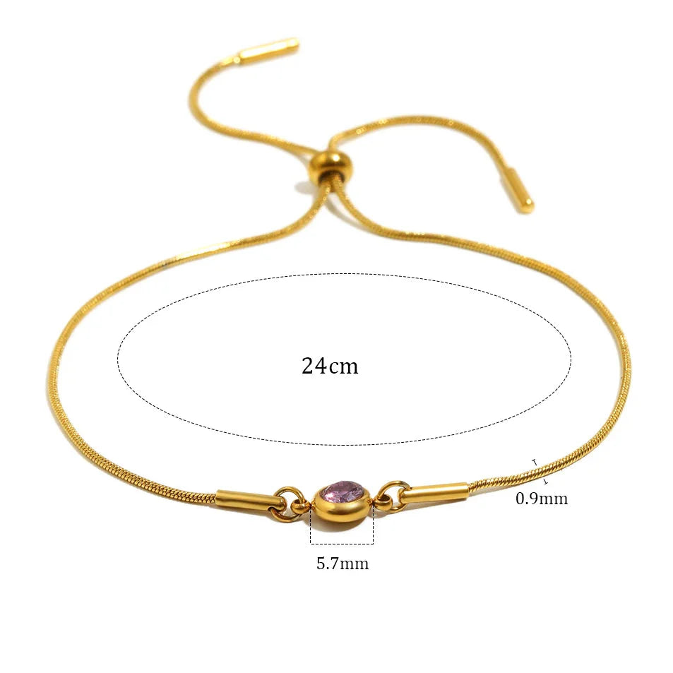 Bangle bracelet with colored birthstone