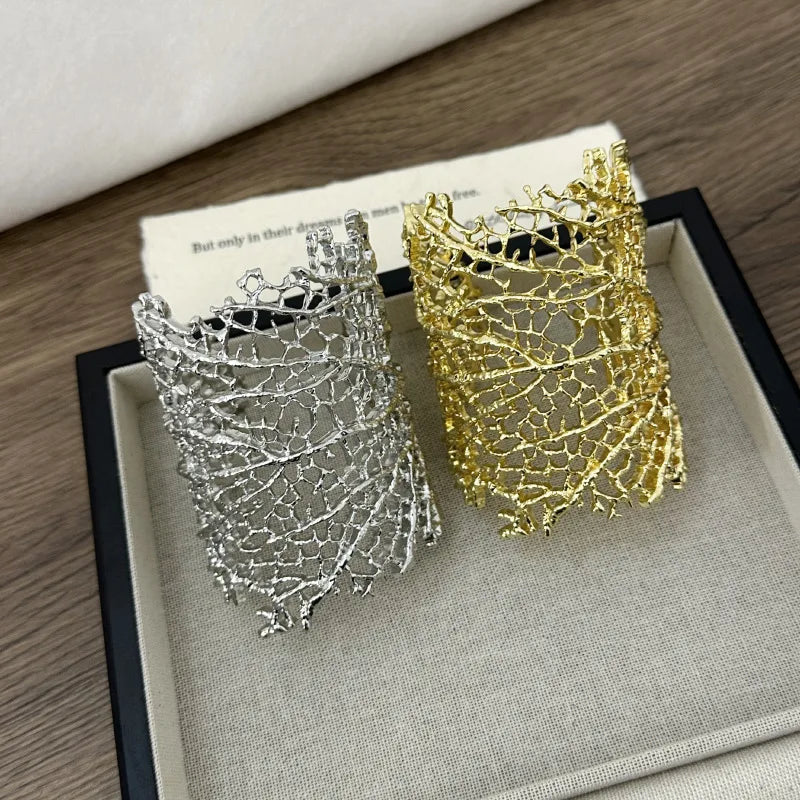 Wide Coral Women's Bracelet Silver