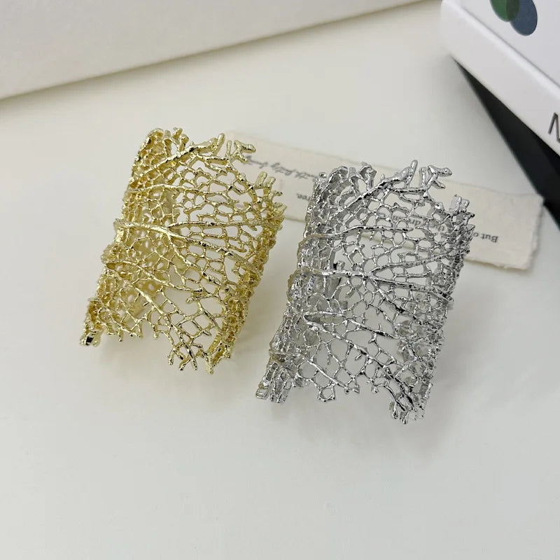 Wide Coral Women's Bracelet Gold