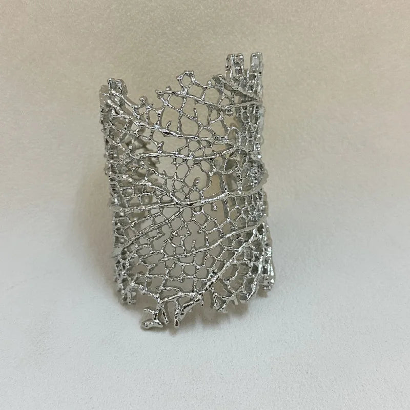Wide Coral Women's Bracelet Silver