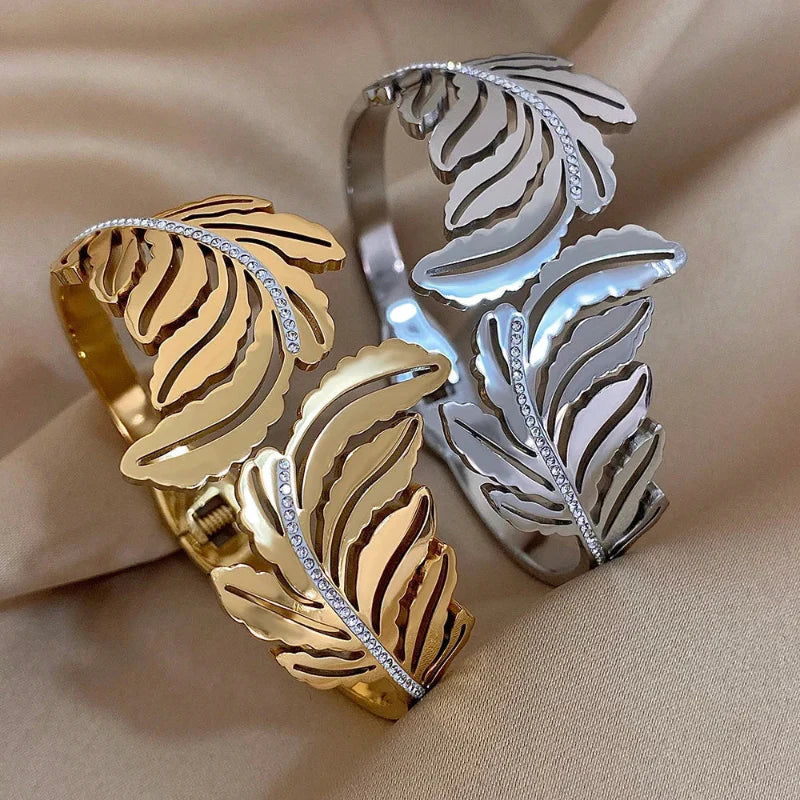 Large Palm Leaf Bracelet silver