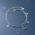 Moon and Star Women’s Silver Chain Bracelet