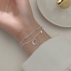 Moon and Star Women’s Silver Chain Bracelet