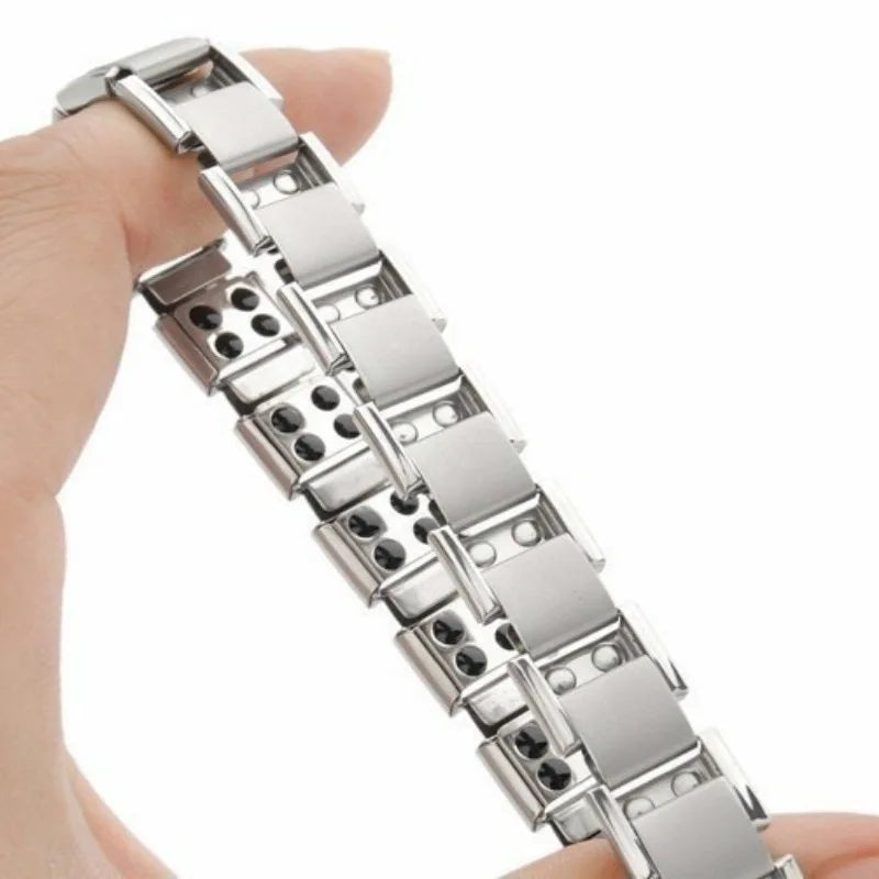Magnetic Men's Anti-Stress Bracelet Silver