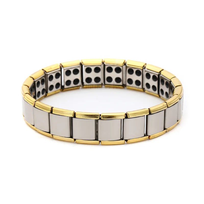 Magnetic Men's Anti-Stress Bracelet Gold and Silver