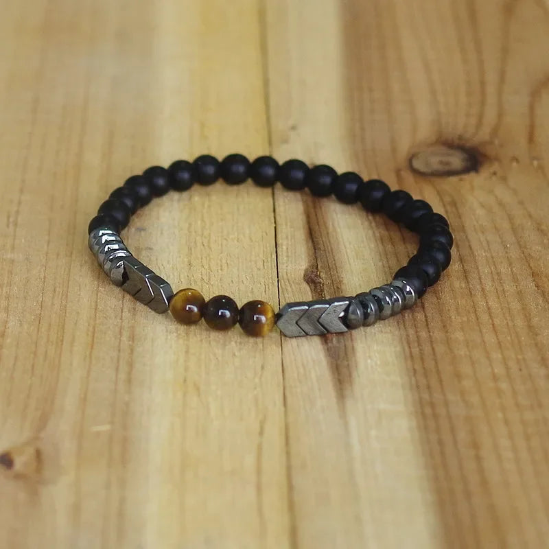 Buddhist Curb Bracelet in Stones and Beads