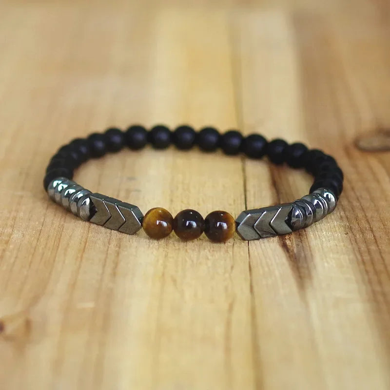 Buddhist Curb Bracelet in Stones and Beads