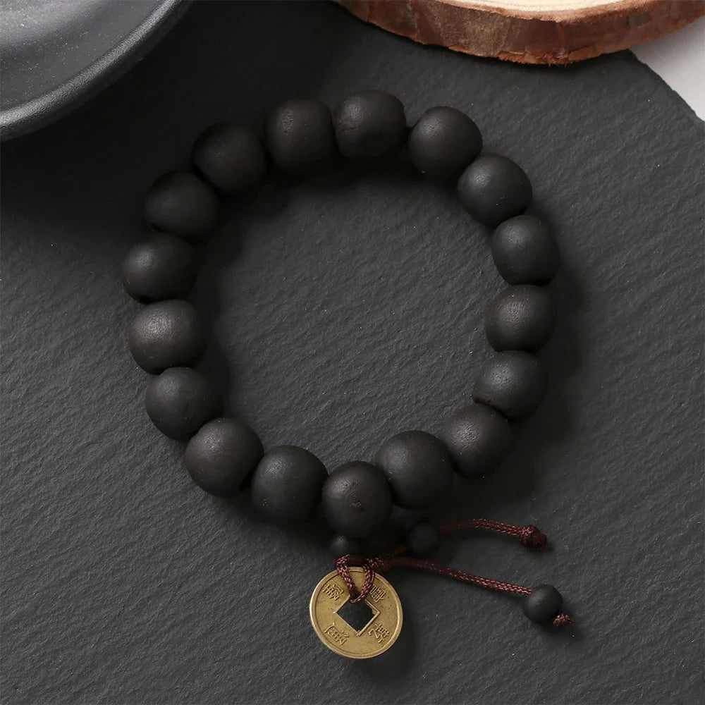 Black Stone Buddhist ID Bracelet