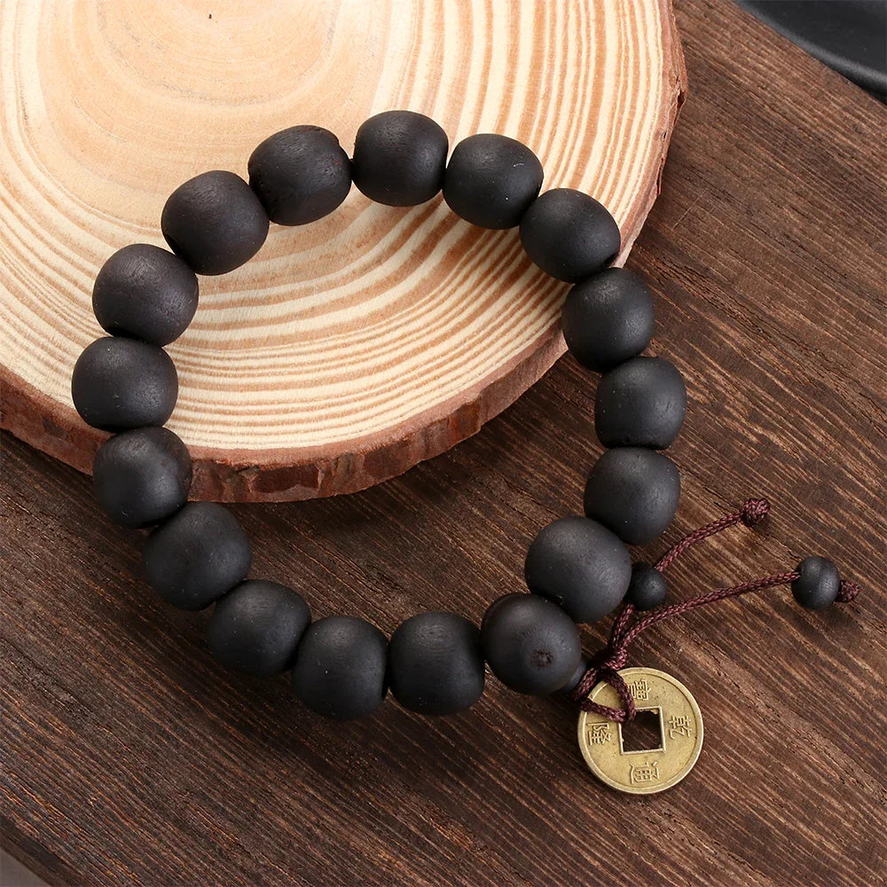 Black Stone Buddhist ID Bracelet