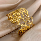 Gold coral cuff bracelet for women gold