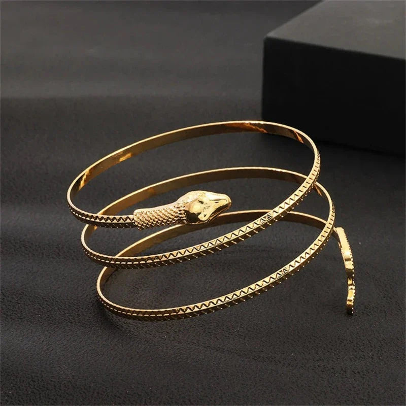 Women's Serpent Reptile Cuff Bracelet Gold