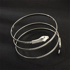 Women's Serpent Reptile Cuff Bracelet Silver