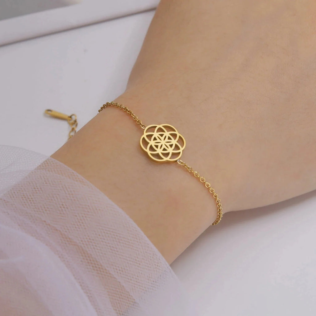 Mandala Sacred Geometry Bracelet for Women gold