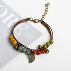 Brown Bracelet with Autumn Leaf